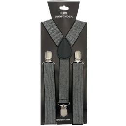 12 Bulk Silver Glitter Kid Suspender
