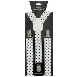 12 Bulk White&black Polka Dots Kid Suspender