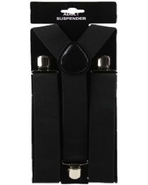 12 Bulk 1.5 Inch Wide Suspenders Black