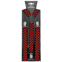 12 Bulk Red Checkered Suspender