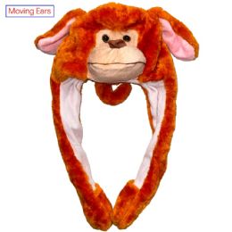 12 Bulk Animal Hat With Moving Ears For Adults - Monkey Design