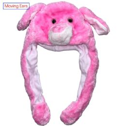 12 Bulk Pink Bunny Hat With Moving Ears