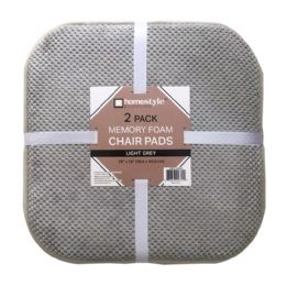 6 Bulk 2pk L/grey Memory Foam Chair Pads