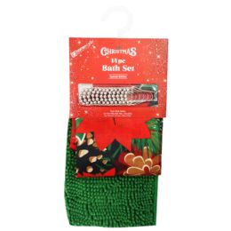 12 Bulk 14pk Christmas Shower Curtain Sets