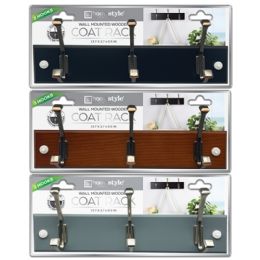 6 Bulk 3hook Wall Mounted Wooden Coat Rack