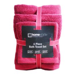 4 Bulk 6pk Bath Towel Set 20/d Red 15lb