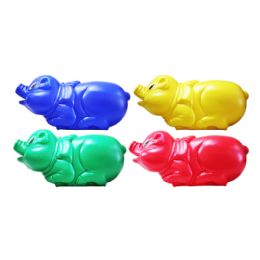 24 Bulk Large Piggy Bank 4ast Colors #7810
