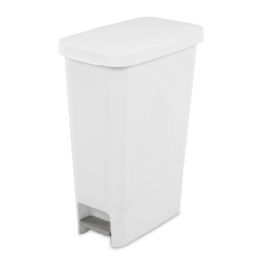 4 Bulk 11 Gal Slim Stepon Wastebasket White
