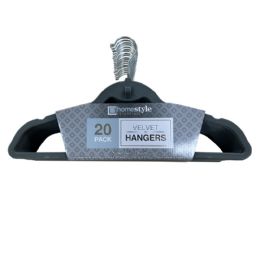 10 Bulk 20pk Velvet Hanger Grey/sliver