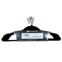 10 Bulk 20pk Velvet Hanger Black/sliver