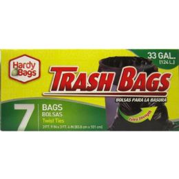 24 Bulk 7ct Hardy Bag 33gal Black Trash Bag