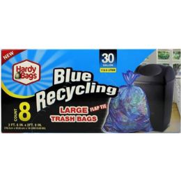24 Bulk 8ct Hardy Bag30gal Blue Recy Trsh Bag