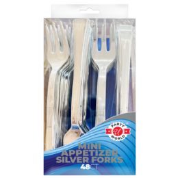 50 Bulk 48ct Mini Appetizer Silver Forks
