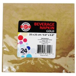36 Bulk 24ct 9.8"x9.8" Gold Beverage Napkin