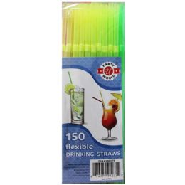 48 Bulk 150ct Neon Straws In Pvc Box