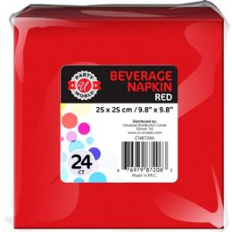 36 Bulk 24ct 9.8"x9.8" Red Beverage Napkin