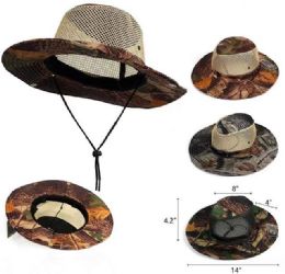 24 Bulk Hardwood Camo Mesh Boonie Hat Assorted