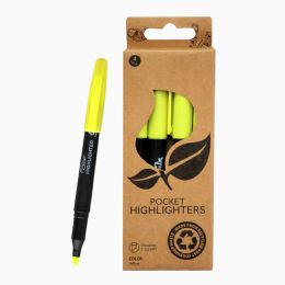 72 Bulk Highlighter 4 Pack, Yellow, Chisel Tip (72 Pack Per Case)