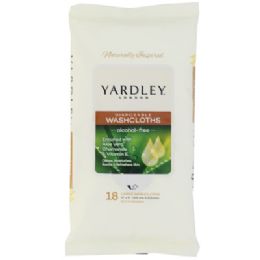 24 Bulk Washcloth 18ct Disposable Alcohol Free Aloe Vera Chamomile & Vitamin E Yardley In 2-12pc Pdq