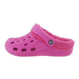 12 Bulk Kids Fleece Lined Clogs Fuchsia