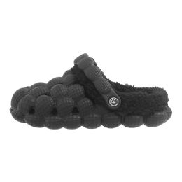 12 Bulk Kid's Fleece Lined Peanut Clogs Black