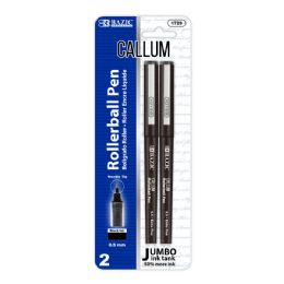 144 Bulk Callum Black Jumbo Ink Tank NeedlE-Tip Rollerball Pen (2/pack)