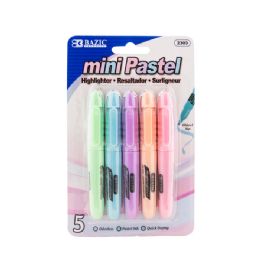 144 Bulk Mini Pastel Highlighters W/ Cap Clip (5/pack)