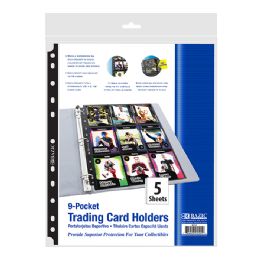 144 Bulk Side Loading 9-Pockets Double Sided Trading Card Holders (5/pack)