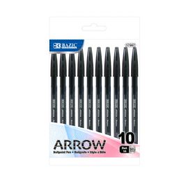 144 Bulk Arrow Black Stick Pen (10/pack)