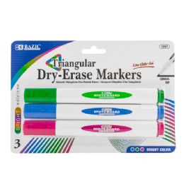 144 Bulk Bright Colors Chisel Tip Triangle DrY-Erase Markers (3/pack)