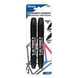 144 Bulk Black DoublE-Tip Permanent Markers (2/pack)