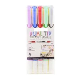 24 Bulk 5 Colors Dual-Tip Creative Markers