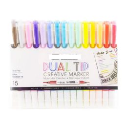 12 Bulk 15 Colors Dual-Tip Creative Markers