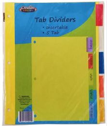 96 Bulk 5 Tab Index Dividers - Insertable Color Tabs