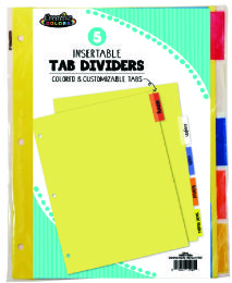 96 Bulk 5 Tab Index Dividers - Insertable Color Tabs