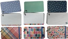 24 Bulk Fashion Index Cards - 3 X 5 Inches - 75 Ruled Cards - Elastic Band Closure - Printed Cards And Interior Covers - Ring Bound