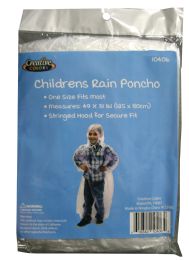 144 Bulk Poncho Disposable Hood Strings Childrens