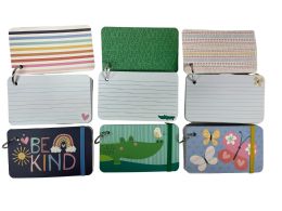 24 Bulk Fashion Index Cards - 3 X 5 Inches - 75 Ruled Cards - Elastic Band Closure - Printed Cards And Interior Covers - Ring Bound
