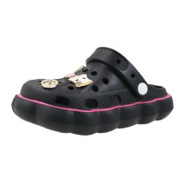 18 Bulk Toddler Girl's Pin Scallop Clog Black