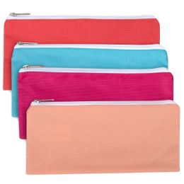100 Bulk Wholesale Zippered Pencil Pouch 4 Color Assortment