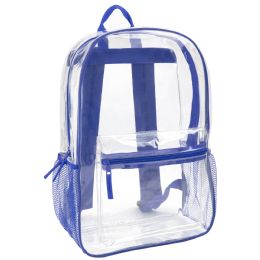 24 Bulk Classic 17 Inch Clear Backpack Blue