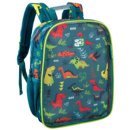 24 Bulk Toddler Printed Backpack W Large Front Clear Pocket Dinosaur