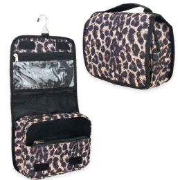 24 Bulk Travel Hanging Toiletry Bag - Leopard Print