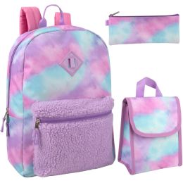 24 Bulk 3-IN-1 Purple Cloud Themed 17-Inch Backpack Set With Lunch Bag & Pencil Case