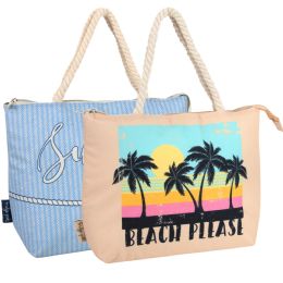 24 Bulk Fridge Pak Insulated Zippered Beach Totes - 2 Prints