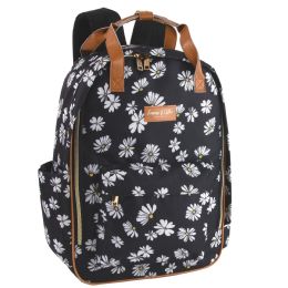 24 Bulk 17 Inch Double Buckle Backpack With Laptop Pouch - Daisies