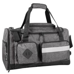 24 Bulk 20 Inch Reflective Strip Duffle Bag Grey