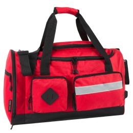 24 Bulk 20 Inch Reflective Strip Duffle Bag Red
