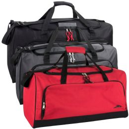 24 Bulk 24 Inch WidE-Pocket Duffle Bags 3 Color Assortment