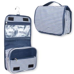 24 Bulk Travel Hanging Toiletry Bag - Navy Stripe